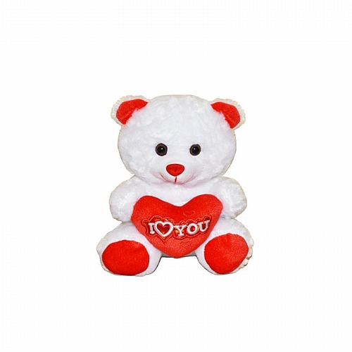 Λούτρινο Αρκουδάκι 23 cm “I ❤️ YOU” –   Λευκό