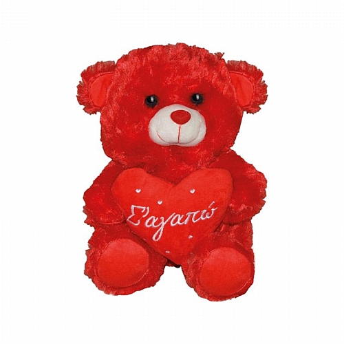 Λούτρινο Αρκουδάκι 30 cm με Καρδιά “Σ’ αγαπώ” Κόκκινο