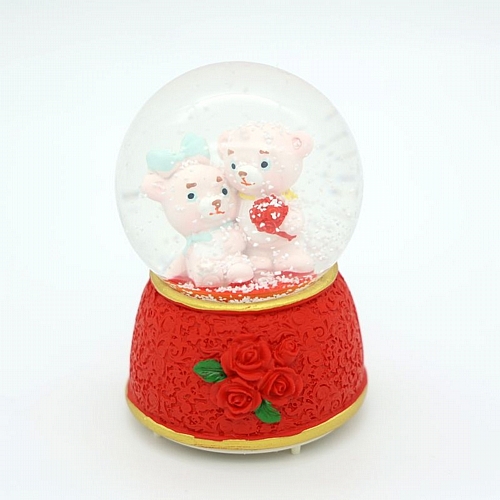 Γυάλα Χιονιού με Φως & Μουσική – Αρκουδάκια Αγάπης 12cm