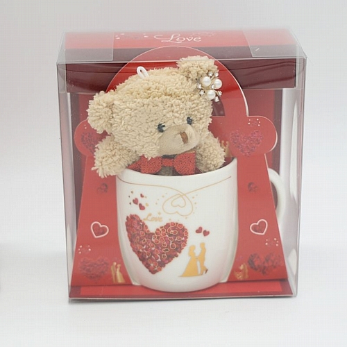 Σετ Δώρου Κούπα LOVE με Λούτρινο Αρκουδάκι – 9×8.5 cm
