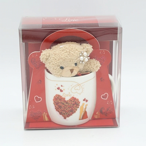 Σετ Δώρου Κούπα LOVE με Λούτρινο Αρκουδάκι – 9×8.5 cm