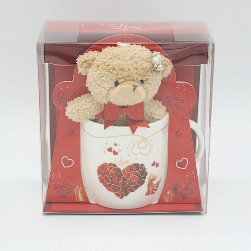 Σετ Δώρου Κούπα LOVE με Λούτρινο Αρκουδάκι – 9×8.5 cm