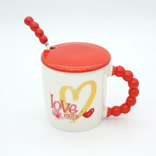Κούπα “Love You More” με καπάκι & κουταλάκι 340ml