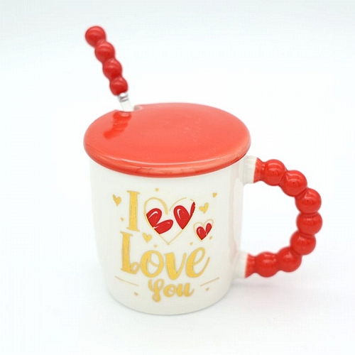 Κούπα “I Love You” με καπάκι & κουταλάκι - 340ml