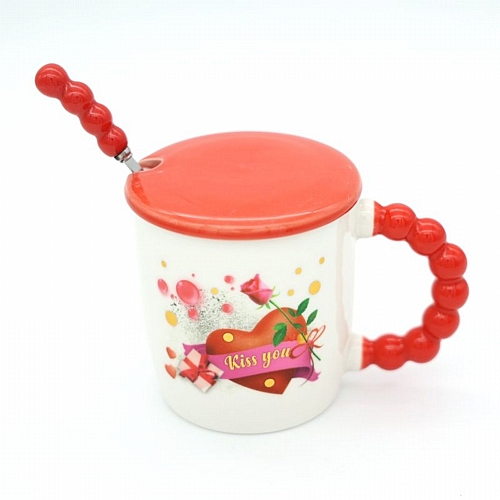 Κούπα Αγίου Βαλεντίνου με Καπάκι και Κουταλάκι – 340ml