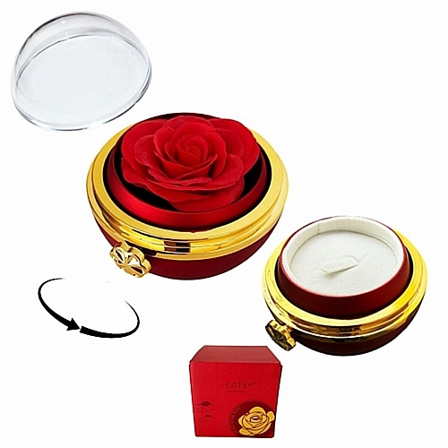 Κομψή Θήκη Δαχτυλιδιού με Τριαντάφυλλο Σαπουνιού & Καπάκι 10×9cm