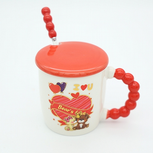 Κούπα Αγίου Βαλεντίνου με Αρκουδάκι, Καπάκι και Κουταλάκι – 340ml