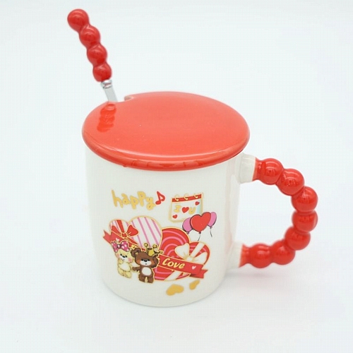 Κούπα Αγίου Βαλεντίνου με Αρκουδάκι, Καπάκι και Κουταλάκι – 340ml