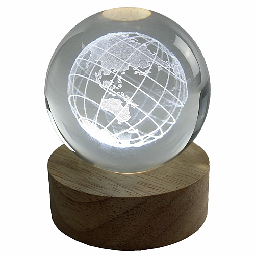 Γυάλα με Χάραξη Υδρογείου και Φως 8cm (Μπαταρία) Γυάλα με Χάραξη Υδρογείου και Φως 8cm (Μπαταρία)