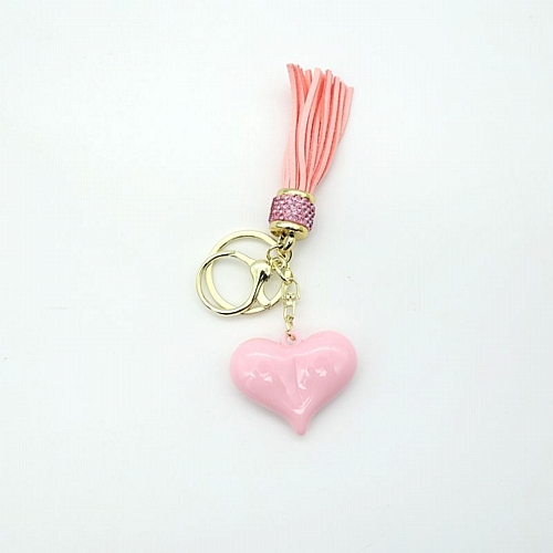 Μπρελόκ Καρδιά με Κρόσσια - Ροζ