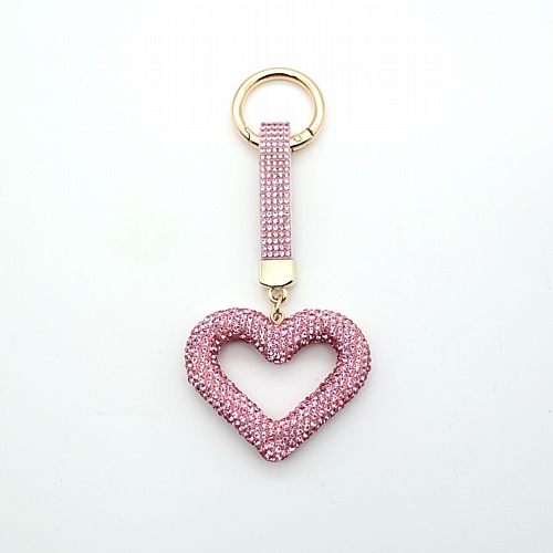 Μπρελόκ Καρδιά με Στρας - Ροζ