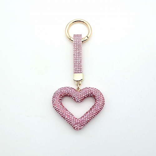 Μπρελόκ Καρδιά με Στρας - Ροζ