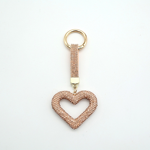 Μπρελόκ Καρδιά με Στρας -  Ροζ-χρυσό