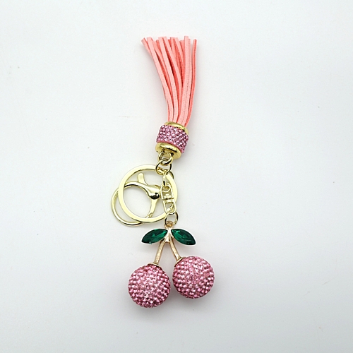 Μπρελόκ Κερασάκια με Στρας - Ροζ 