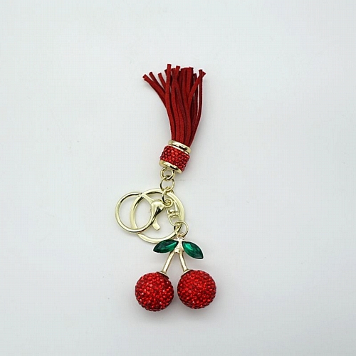Μπρελόκ Κερασάκια με Στρας - Κόκκινο