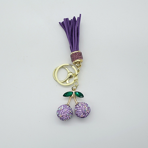 Μπρελόκ Κερασάκια με Στρας - Μωβ