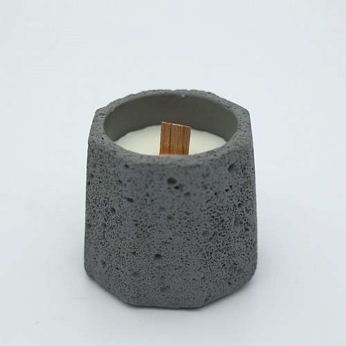 Φυτικό Αρωματικό Κερί με σόγια σε τσιμεντένια βάση και ξύλινο φυτίλι