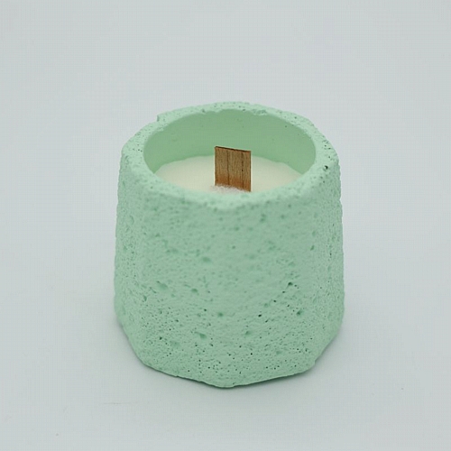 Φυτικό Αρωματικό Κερί με σόγια σε τσιμεντένια βάση και ξύλινο φυτίλι