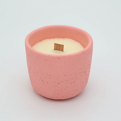 Φυτικό Αρωματικό Κερί με σόγια σε τσιμεντένια βάση και ξύλινο φυτίλι