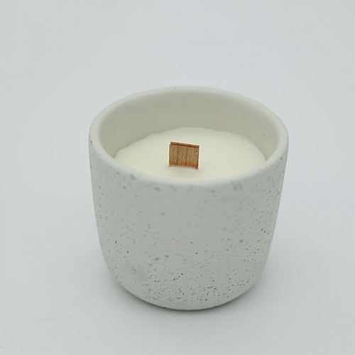 Φυτικό Αρωματικό Κερί με σόγια σε τσιμεντένια βάση και ξύλινο φυτίλι