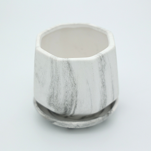 Κεραμικό Κασπώ Εφέ Μαρμάρου Μαύρο–Γκρι - 11x11x9.5cm