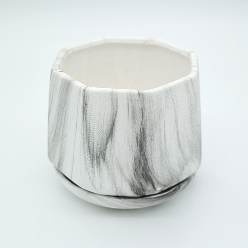 Κεραμικό Κασπώ Εφέ Μαρμάρου Μαύρο–Γκρι - 15.5x15.5x13cm 