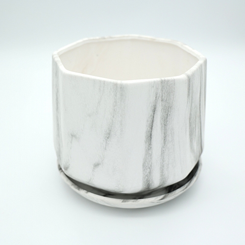 Κεραμικό Κασπώ Εφέ Μαρμάρου Μαύρο–Γκρι - 20x20x17cm