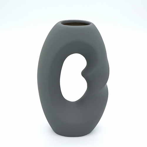 Μοντέρνο κεραμικό βάζο 20cm - Ανθρακί