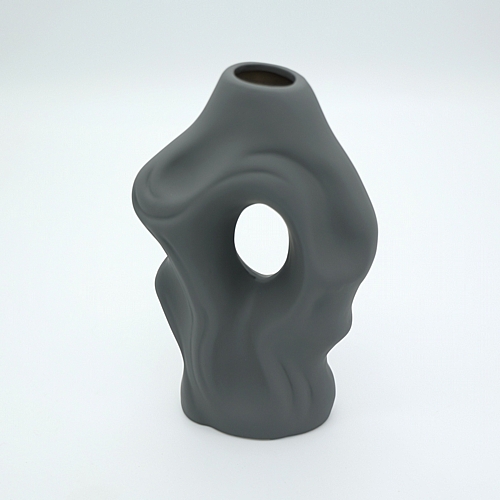 Μοντέρνο κεραμικό βάζο 20cm - Ανθρακί