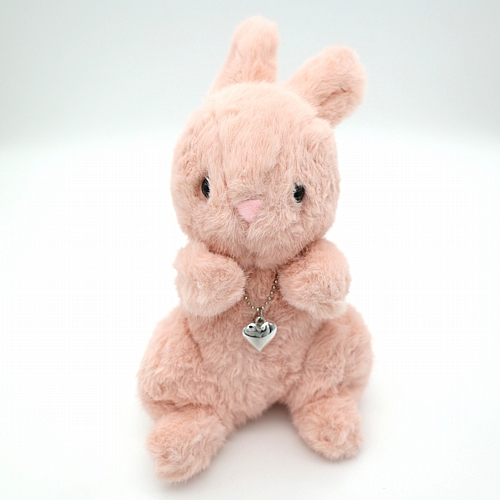 Λούτρινος Ροζ Λαγός με Καρδούλα – 25cm