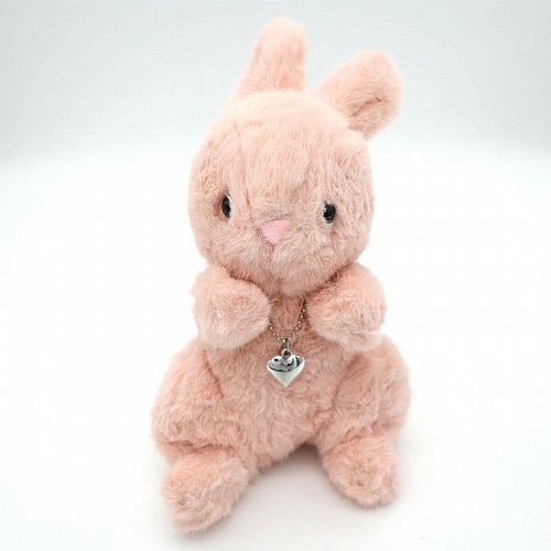 Λούτρινος Ροζ Λαγός με Καρδούλα – 25cm