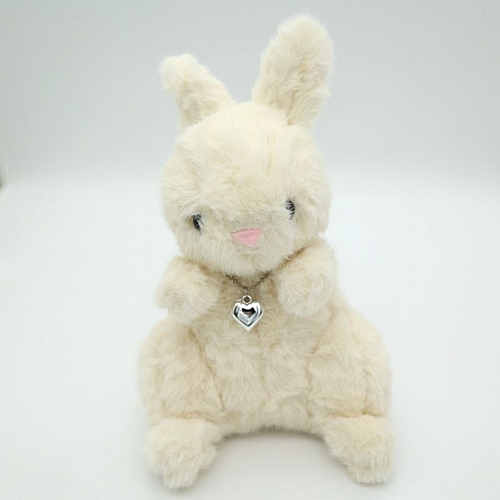 Λούτρινος Λευκός Λαγός με Καρδούλα – 25cm