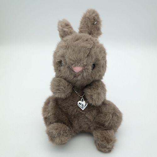 Λούτρινος Καφέ Λαγός με Καρδούλα – 25cm