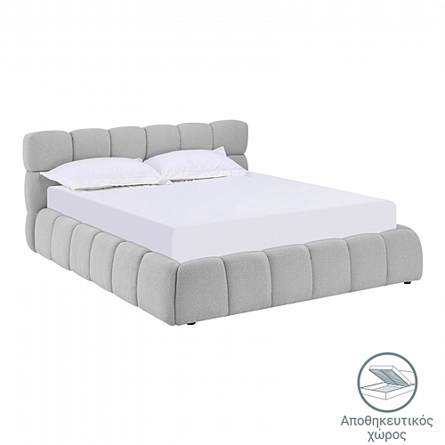 Κρεβάτι Jeby pakoworld ύφασμα σε γκρι απόχρωση με αποθηκευτικό χώρο 160x200εκ