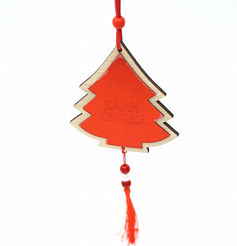 Χριστουγεννιάτικο Στολίδι – Κρεμαστό Δέντρο «Καλή Χρονιά» - Κόκκινο