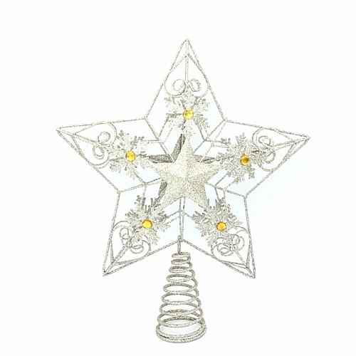 Χριστουγεννιάτικη ασημί κορυφή δέντρου αστέρι