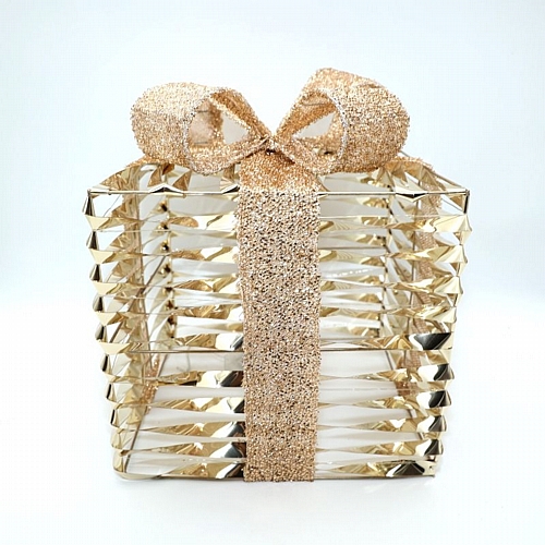 Φωτιζόμενο δώρο , μπαταρίας, timer, χρυσό θερμό λευκό mini led, IP20