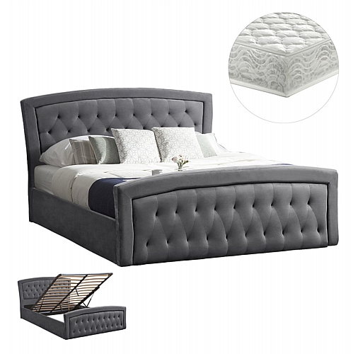 ΚΡΕΒΑΤΙ ΔΙΠΛΟ ΜΕ ΣΤΡΩΜΑ & ΑΠΟΘ.ΧΩΡΟ FB921279.01 ΓΚΡΙ ΒΕΛΟΥΔΟ--ΓΙΑ 160x200εκ