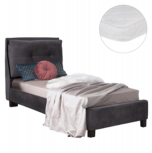 ΚΡΕΒΑΤΙ ΜΕ ΣΤΡΩΜΑ FB921282.01 ΓΚΡΙ ΒΕΛΟΥΔΟ--ΓΙΑ 90x200εκ