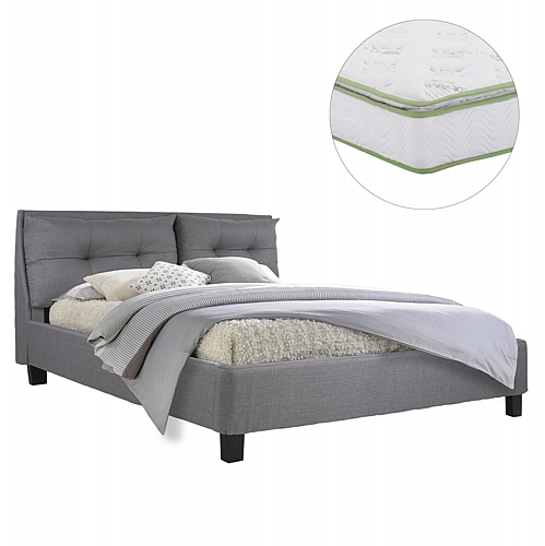 ΚΡΕΒΑΤΙ ΜΕ ΣΤΡΩΜΑ FB921284.03 ΓΚΡΙ ΥΦΑΣΜΑ--ΓΙΑ 160x200εκ