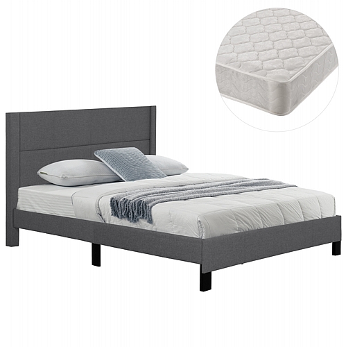 ΚΡΕΒΑΤΙ ΔΙΠΛΟ & ΣΤΡΩΜΑ FB921202.12 ΓΚΡΙ ΥΦΑΣΜΑ--ΓΙΑ 160x200εκ