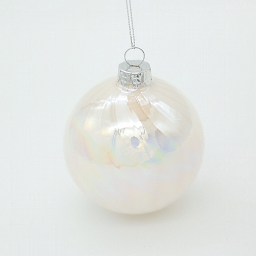Χριστουγεννιάτικη Γυάλινη Μπάλα Περλέ Λευκή / Ιριδίζουσα