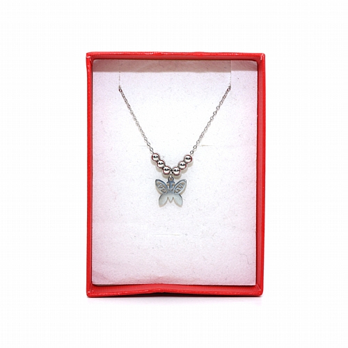 Κολιέ Ασημί με Πεταλούδα