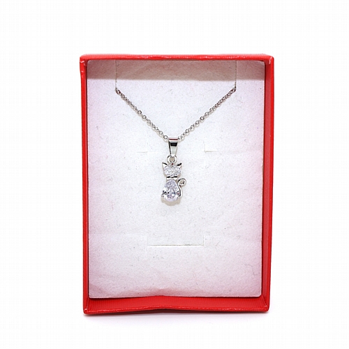 Κολιέ Ασημί με Γάτα