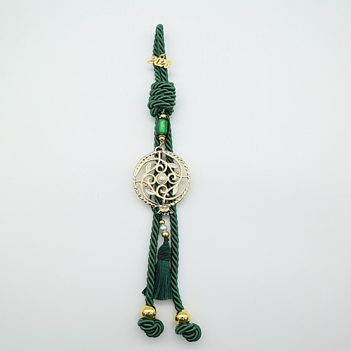 Κρεμαστό Πράσινο Γούρι 2026 με Μεταλλικό Χρυσό Ρόδι - Δέντρο της Ζωής