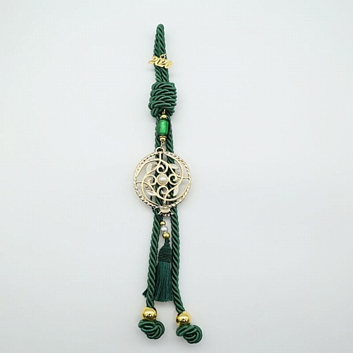 Κρεμαστό Πράσινο Γούρι 2026 με Μεταλλικό Χρυσό Ρόδι - Δέντρο της Ζωής