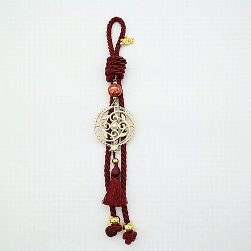 Κρεμαστό Μπορντό Γούρι 2026 με Μεταλλικό Χρυσό Ρόδι - Δέντρο της Ζωής