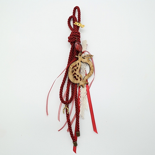 Κρεμαστό Πράσινο Γούρι 2026 με Ξύλινο Ρόδι