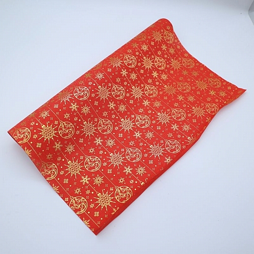 Χριστουγεννιάτικη Κορδέλα Κόκκινη με Χρυσά Στολίδια & Χιονονιφάδες 48cm x 2m