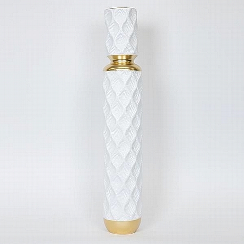Βάζο Μεταλλίκο Λευκό - Χρυσό 14.5x14.5x79.5cm
